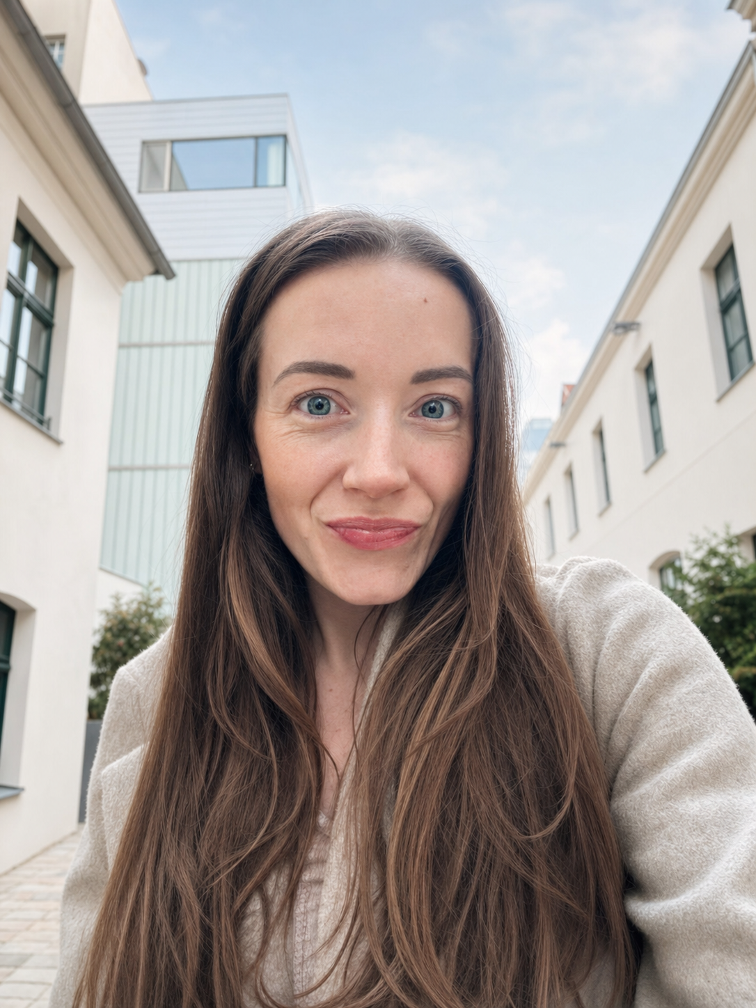 Lena Schaefer in a courtyard